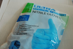These nitrile gloves won't inhibit the curing of the famously fussy platinum cure silicone.